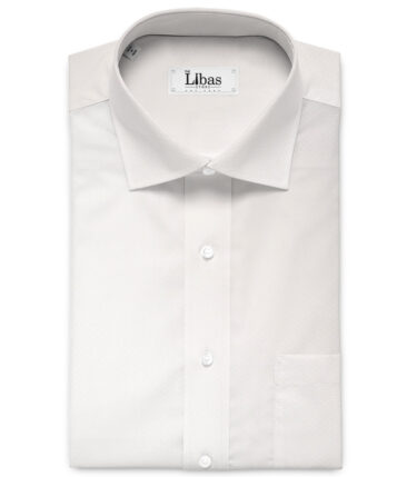 Luthai Men's  Supima Cotton Structured  Unstitched Shirting Fabric (White)