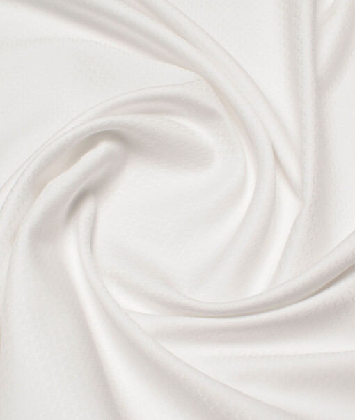 Luthai Men's  Supima Cotton Structured  Unstitched Shirting Fabric (White)