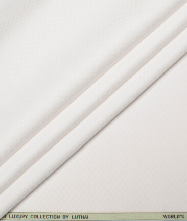 Luthai Men's  Supima Cotton Structured  Unstitched Shirting Fabric (White)