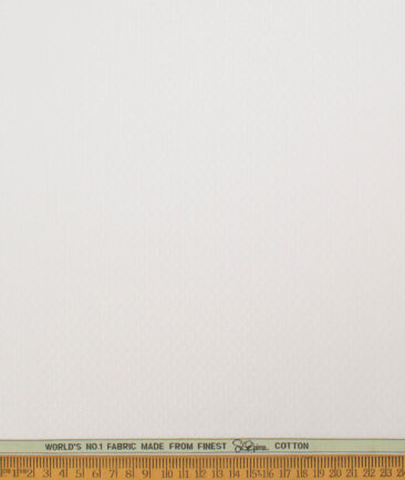 Luthai Men's  Supima Cotton Structured  Unstitched Shirting Fabric (White)