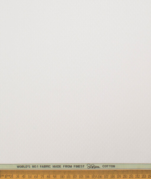 Luthai Men's  Supima Cotton Structured  Unstitched Shirting Fabric (White)