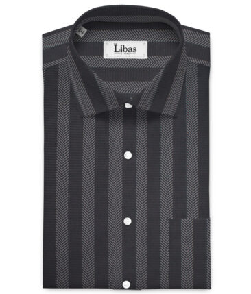 Luthai Men's  Supima Cotton Striped  Unstitched Shirting Fabric (Dark Grey)