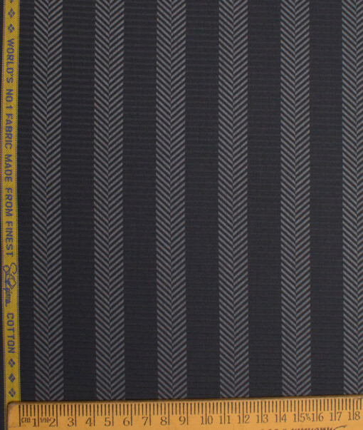 Luthai Men's  Supima Cotton Striped  Unstitched Shirting Fabric (Dark Grey)