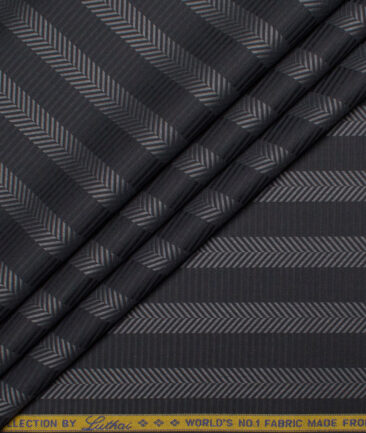 Luthai Men's  Supima Cotton Striped  Unstitched Shirting Fabric (Dark Grey)