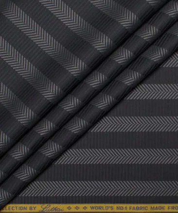 Luthai Men's  Supima Cotton Striped  Unstitched Shirting Fabric (Dark Grey)