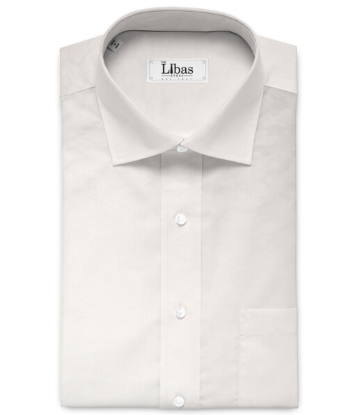 Luthai Men's  Supima Cotton Self Design  Unstitched Shirting Fabric (White)