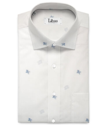 Luthai Men's  Supima Cotton Self Design  Unstitched Shirting Fabric (White)