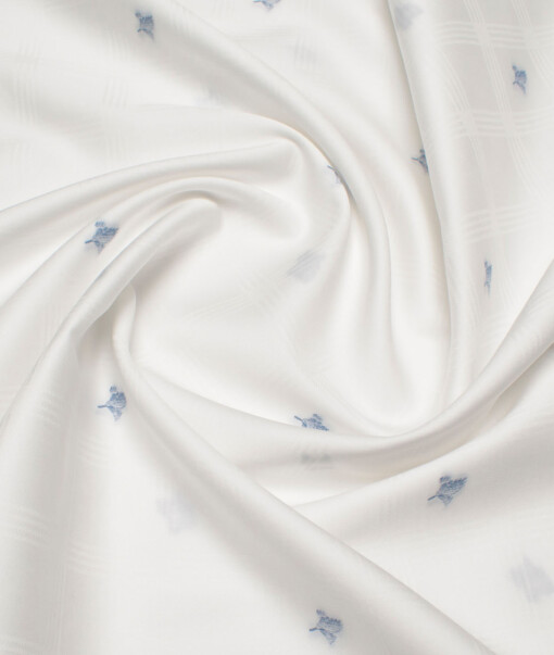 Luthai Men's  Supima Cotton Self Design  Unstitched Shirting Fabric (White)