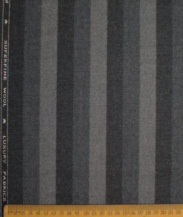 OCM Men's 60% Wool  Striped  Unstitched Tweed Fabric for Jacket & Blazer  (Grey)
