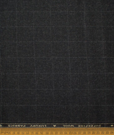 OCM Men's 60% Wool  Checks  Unstitched Tweed Fabric for Jacket & Blazer  (Worsted Black)