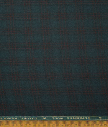 OCM Men's 60% Wool  Checks  Unstitched Tweed Fabric for Jacket & Blazer  (Dark Sea Green)