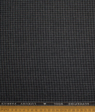 OCM Men's 60% Wool  Houndstooth  Unstitched Tweed Fabric for Jacket & Blazer  (Dark Grey)