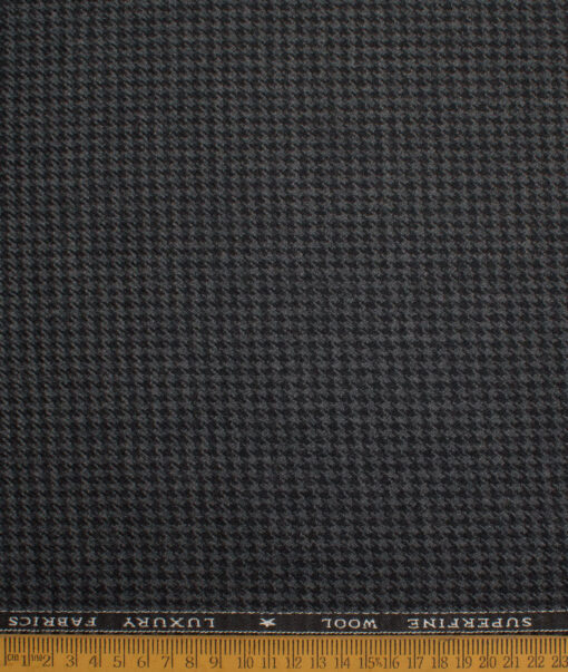 OCM Men's 60% Wool  Houndstooth  Unstitched Tweed Fabric for Jacket & Blazer  (Dark Grey)
