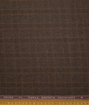 OCM Men's 70% Wool  Checks  Unstitched Tweed Fabric for Jacket & Blazer  (Brown)