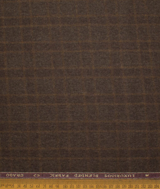 OCM Men's 70% Wool  Checks  Unstitched Tweed Fabric for Jacket & Blazer  (Brown)