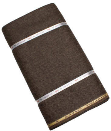 OCM Men's 100% Wool  Herringbone  Unstitched Tweed Fabric for Jacket & Blazer  (Dark Brown)