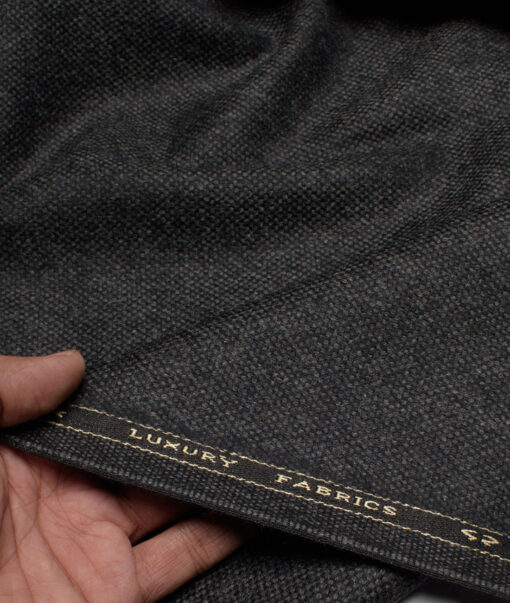 OCM Men's 100% Wool  Structured  Unstitched Tweed Fabric for Jacket & Blazer  (Blackish Grey)
