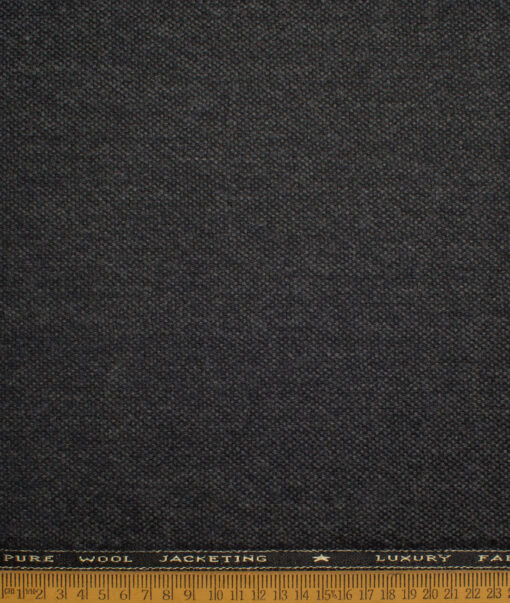 OCM Men's 100% Wool  Structured  Unstitched Tweed Fabric for Jacket & Blazer  (Blackish Grey)