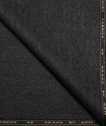 OCM Men's 100% Wool  Structured  Unstitched Tweed Fabric for Jacket & Blazer  (Blackish Grey)