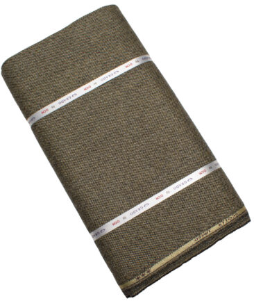 OCM Men's 100% Wool  Structured  Unstitched Tweed Fabric for Jacket & Blazer  (Light Brown)
