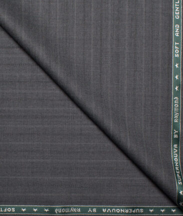 Raymond Men's 25% Wool Super 100's Striped  Unstitched Suiting Fabric (Dark Grey)