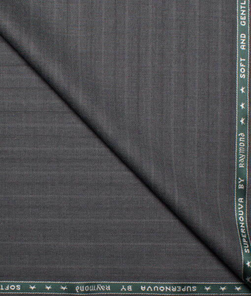 Raymond Men's 25% Wool Super 100's Striped  Unstitched Suiting Fabric (Dark Grey)