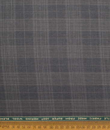 Raymond Men's 25% Wool Super 100's Checks  Unstitched Suiting Fabric (Grey)