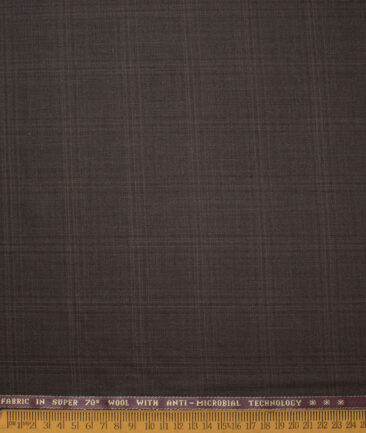 Raymond Men's 35% Wool Super 70's Checks  Unstitched Suiting Fabric (Dark Brown)