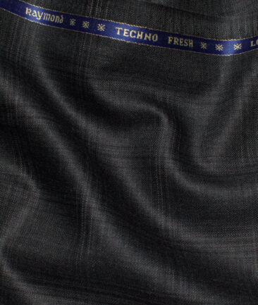 Raymond Men's 35% Wool Super 70's Checks  Unstitched Suiting Fabric (Dark Grey)
