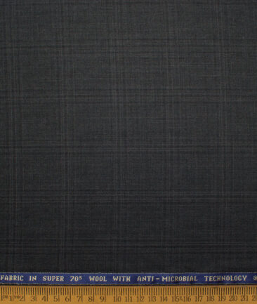 Raymond Men's 35% Wool Super 70's Checks  Unstitched Suiting Fabric (Dark Grey)