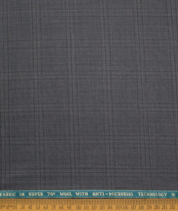 Raymond Men's 35% Wool Super 70's Checks  Unstitched Suiting Fabric (Grey)
