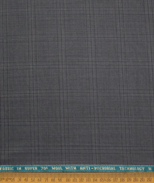 Raymond Men's 35% Wool Super 70's Checks  Unstitched Suiting Fabric (Grey)