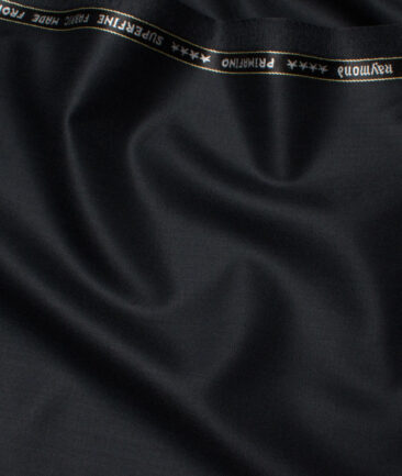 Raymond Men's 55% Wool Super 140's Solids  Unstitched Suiting Fabric (Black)