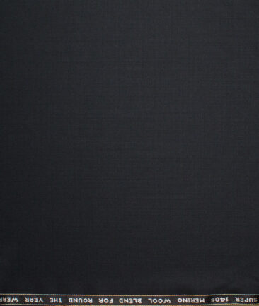 Raymond Men's 55% Wool Super 140's Solids  Unstitched Suiting Fabric (Black)