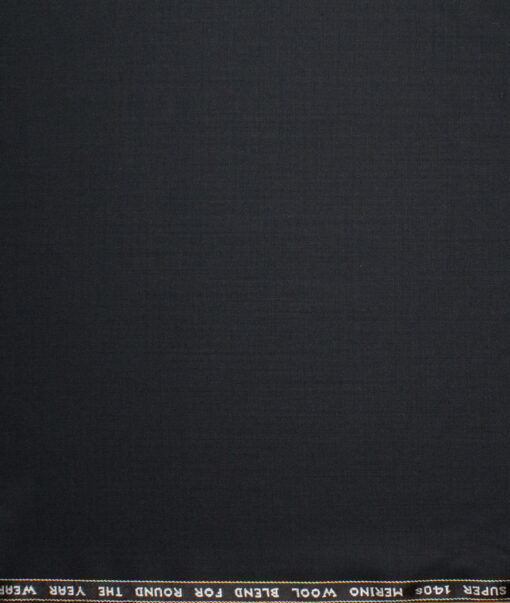 Raymond Men's 55% Wool Super 140's Solids  Unstitched Suiting Fabric (Black)