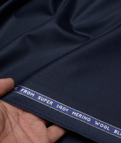 Raymond Men's 55% Wool Super 140's Solids  Unstitched Suiting Fabric (Dark Blue)