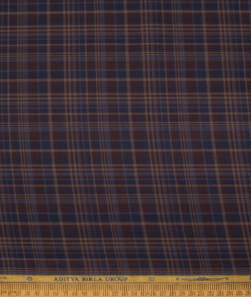 Soktas Men's  Giza Cotton Checks  Unstitched Shirting Fabric (Dark Brown)