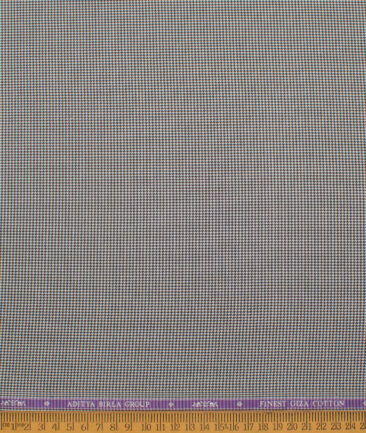 Soktas Men's  Giza Cotton Checks  Unstitched Shirting Fabric (White & Black)