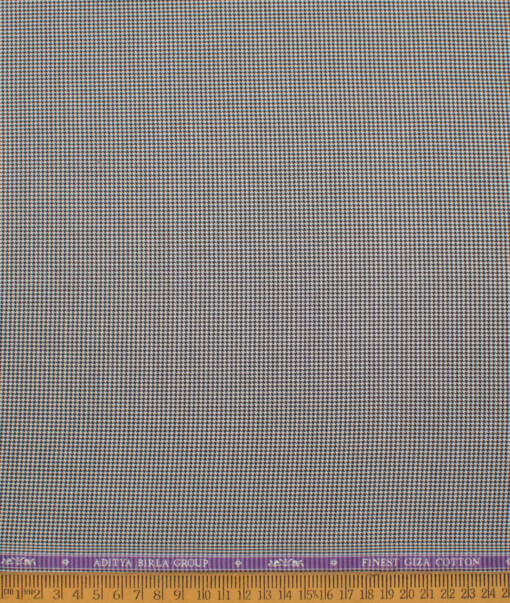 Soktas Men's  Giza Cotton Checks  Unstitched Shirting Fabric (White & Black)