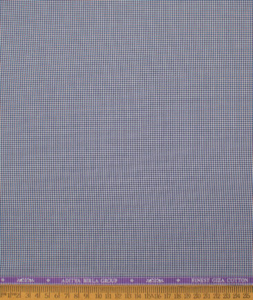 Soktas Men's  Giza Cotton Checks  Unstitched Shirting Fabric (White & Royal Blue)