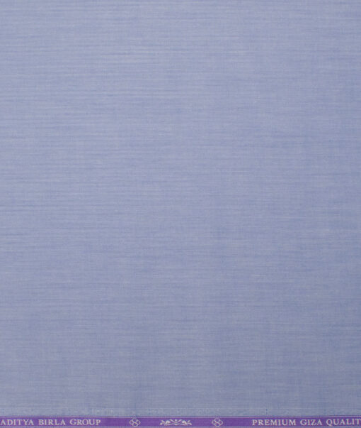 Soktas Men's  Giza Cotton Striped  Unstitched Shirting Fabric (Light Blue)