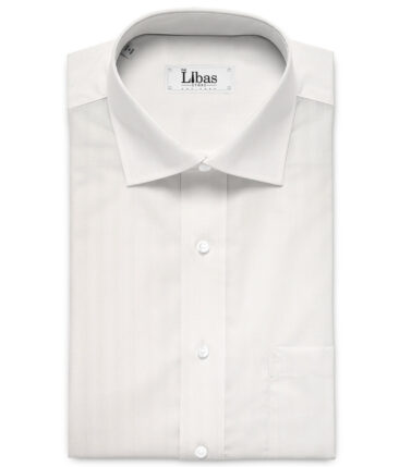 Soktas Men's  Giza Cotton Striped  Unstitched Shirting Fabric (White)