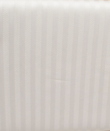 Soktas Men's  Giza Cotton Striped  Unstitched Shirting Fabric (White)