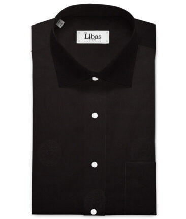Soktas Men's  Giza Cotton Self Design  Unstitched Shirting Fabric (Black)