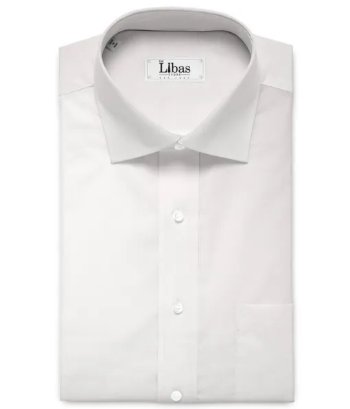 Soktas Men's 170/2 Giza Cotton Solids  Unstitched Shirting Fabric (White)