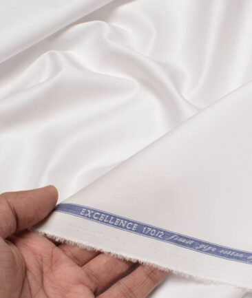 Soktas Men's 170/2 Giza Cotton Solids  Unstitched Shirting Fabric (White)
