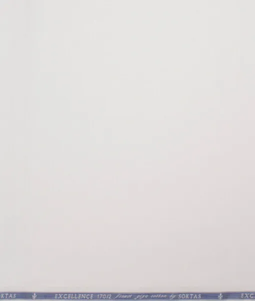Soktas Men's 170/2 Giza Cotton Solids  Unstitched Shirting Fabric (White)