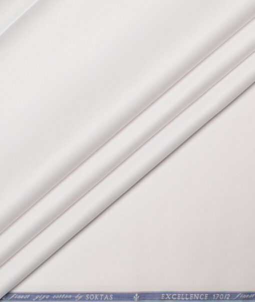 Soktas Men's 170/2 Giza Cotton Solids  Unstitched Shirting Fabric (White)