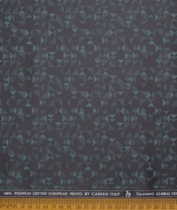 Cadini Men's  Premium Cotton Printed  Unstitched Shirting Fabric (Black & Sea  Green)