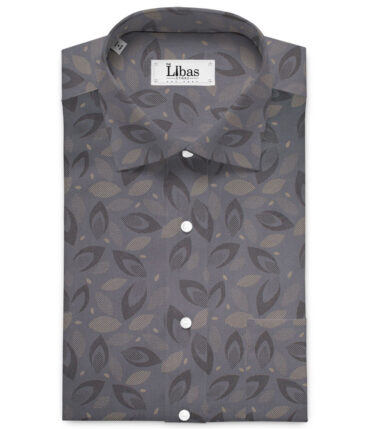 Cadini Men's  Premium Cotton Printed  Unstitched Shirting Fabric (Dark Grey)